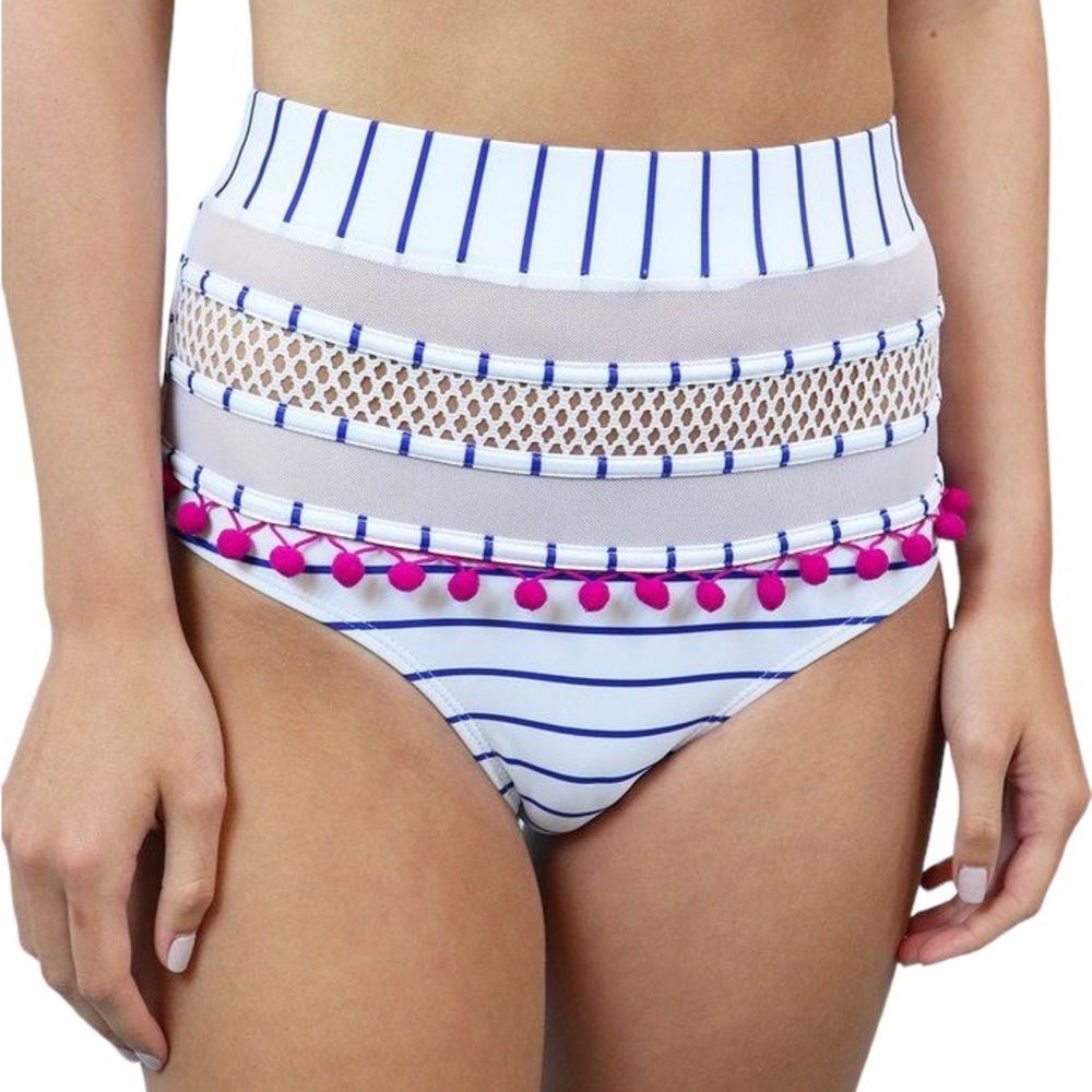 🎀 Blue Spero Shake It Like a Pom Pom Striped Bikini Bottom Small